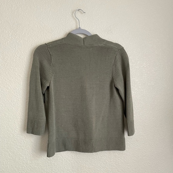 J. Jill V Neck 3/4 Sleeve Button Front Cardigan Sweater XS Eucalyptus Green - Picture 3 of 9